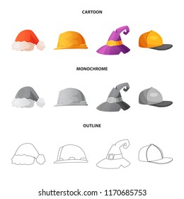 Vector design of headwear and cap icon. Collection of headwear and accessory stock symbol for web.