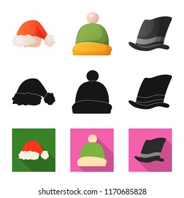 Vector design of headwear and cap icon. Collection of headwear and accessory stock symbol for web.