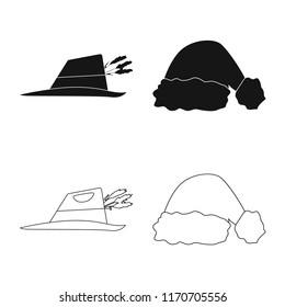 Vector design of headwear and cap icon. Set of headwear and accessory stock symbol for web.