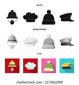 Vector design of headwear and cap icon. Collection of headwear and accessory vector icon for stock.