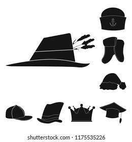 Vector design of headwear and cap icon. Collection of headwear and accessory stock symbol for web.
