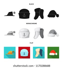 Vector design of headwear and cap logo. Set of headwear and accessory stock vector illustration.