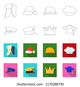 Vector design of headwear and cap logo. Set of headwear and accessory stock symbol for web.