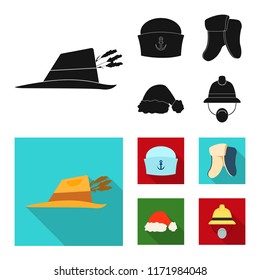 Vector design of headwear and cap logo. Set of headwear and accessory stock vector illustration.