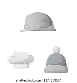 Vector design of headwear and cap logo. Collection of headwear and accessory stock symbol for web.