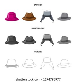 Vector design of headwear and cap logo. Collection of headwear and accessory stock vector illustration.