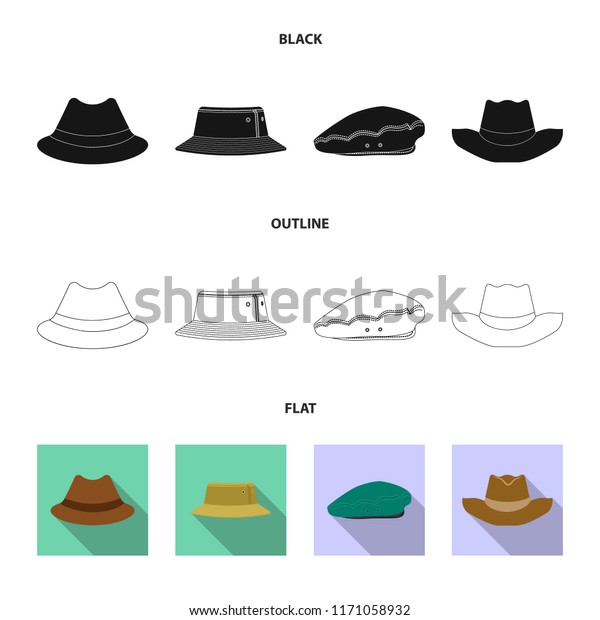 Vector design of headwear and cap
logo. Set of headwear and accessory vector icon for
stock.