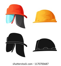 Vector design of headwear and cap sign. Collection of headwear and accessory vector icon for stock.