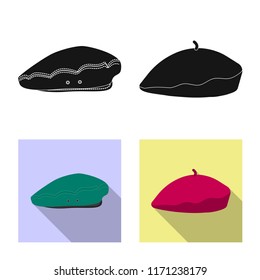 Vector design of headwear and cap sign. Set of headwear and accessory vector icon for stock.