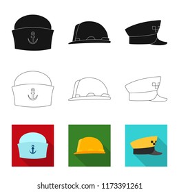Vector design of headwear and cap sign. Set of headwear and accessory stock vector illustration.