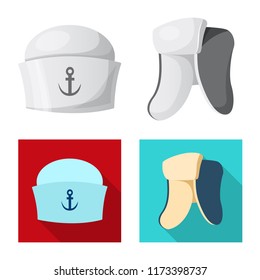 Vector design of headwear and cap sign. Set of headwear and accessory stock symbol for web.