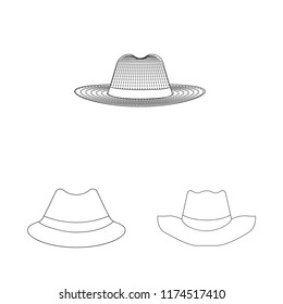 Vector design of headwear and cap sign. Set of headwear and accessory stock vector illustration.