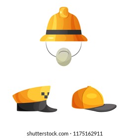 Vector design of headwear and cap sign. Set of headwear and accessory vector icon for stock.