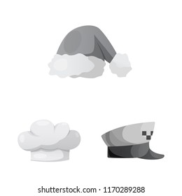 Vector design of headwear and cap symbol. Collection of headwear and accessory vector icon for stock.