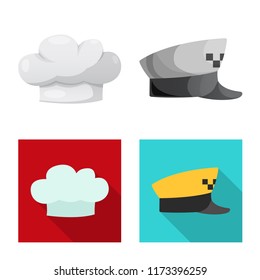 Vector design of headwear and cap symbol. Collection of headwear and accessory stock symbol for web.