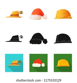 Vector design of headwear and cap symbol. Set of headwear and accessory vector icon for stock.