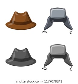 Vector design of headwear and cap symbol. Set of headwear and accessory vector icon for stock.