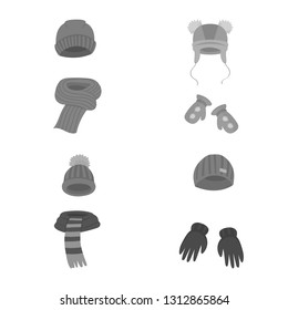 Vector design of headwear  and fashion  logo. Set of headwear  and cold stock symbol for web.