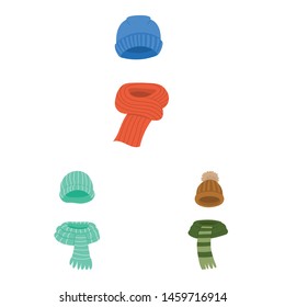 Vector design of headwear and fashion logo. Set of headwear and cold stock vector illustration.