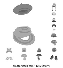 Vector design of headwear  and fashion  symbol. Collection of headwear  and cold stock vector illustration.
