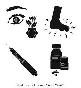 Vector design of healthcare and medicine logo. Set of healthcare and diabetes vector icon for stock.