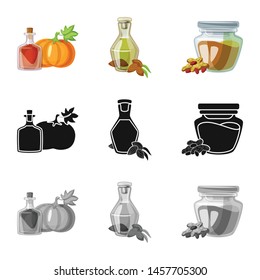 Vector design of healthy and vegetable icon. Collection of healthy and agriculture vector icon for stock.