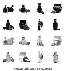 Vector design of healthy and vegetable sign. Collection of healthy and agriculture vector icon for stock.