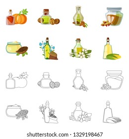 Vector design of healthy  and vegetable  symbol. Set of healthy  and agriculture stock vector illustration.