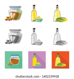 Vector design of healthy  and vegetable  symbol. Set of healthy  and agriculture vector icon for stock.