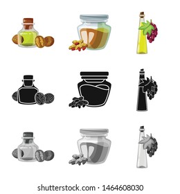 Vector design of healthy and vegetable symbol. Collection of healthy and agriculture stock vector illustration.