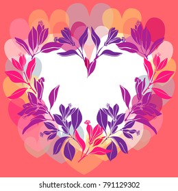 Vector design with heart and flowers. 
Perfect for Valentine's Day holiday and wedding greetings.
Can be used for printing on paper, stickers, postcards , bijouterie, textiles