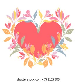 Vector design with heart and flowers. 
Perfect for Valentine's Day holiday and wedding greetings.
Can be used for printing on paper, stickers, postcards , bijouterie, textiles