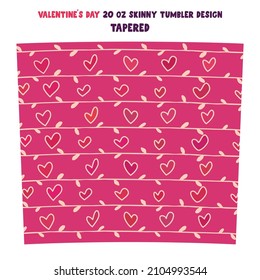 Diseño vectorial con símbolos cardíacos en un fondo inusual del Día de San Valentín. Perfecto para los artesanos - 20oz los tumblers envuelven la taza