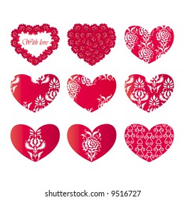 Vector design with hearts and flowers