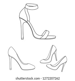 Vector design of heel and high icon. Collection of heel and stiletto stock vector illustration.