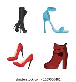 Vector design of heel and high icon. Collection of heel and stiletto stock symbol for web.