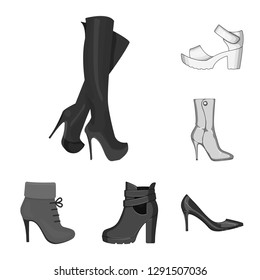 Vector design of heel and high icon. Set of heel and stiletto vector icon for stock.