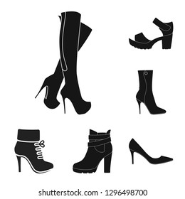 Vector design of heel and high icon. Set of heel and stiletto vector icon for stock.
