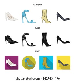 Vector design of heel and high icon. Set of heel and stiletto stock symbol for web.