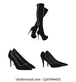 Vector design of heel and high logo. Set of heel and stiletto stock vector illustration.