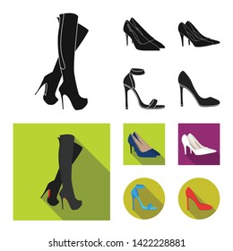Vector design of heel and high sign. Collection of heel and stiletto stock vector illustration.
