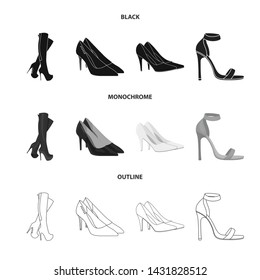 Vector design of heel and high sign. Set of heel and stiletto vector icon for stock.