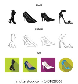 Vector design of heel and high sign. Collection of heel and stiletto vector icon for stock.