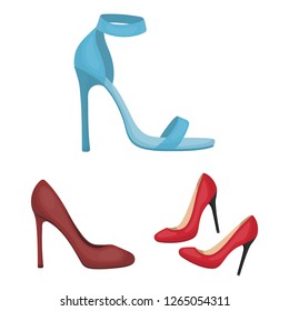 Vector design of heel and high symbol. Collection of heel and stiletto vector icon for stock.