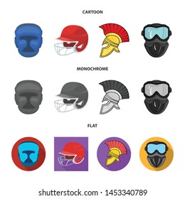 Vector design of helmet and sport icon. Set of helmet and moto stock vector illustration.