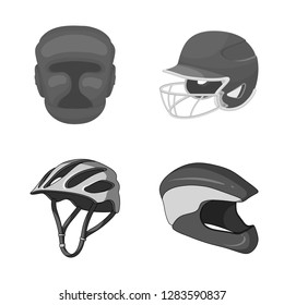 Vector design of helmet and sport symbol. Collection of helmet and moto stock symbol for web.