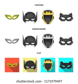 Vector design of hero and mask icon. Collection of hero and superhero stock vector illustration.