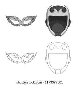 Vector design of hero and mask icon. Set of hero and superhero stock symbol for web.