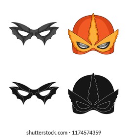 Vector design of hero and mask icon. Collection of hero and superhero vector icon for stock.