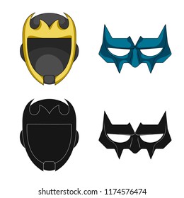 Vector design of hero and mask icon. Set of hero and superhero stock symbol for web.